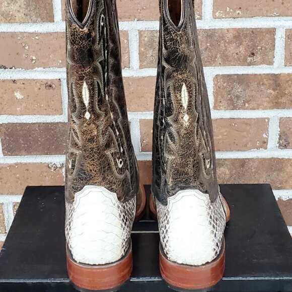 (SOLD on EBay) FORASTERO Men's Leather, Python Skin, Western Boots-Brn&Wht-Sz:8W - Picture 5 of 14